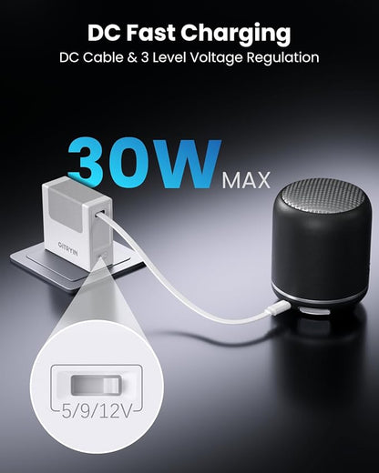 12V 2.5A Power Supply Adapter with Retractable 31.5in DC Power Cord, 30W Retractable Charger with Foldable Plug, Compatible for LED Strip Light, Camera, BT Speaker, GPS, Webcam, Router, TV Box