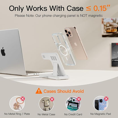 2025 3 in 1 Wireless Charger for iPhone 16 15 14 13 12 11 XR 8, Apple Charging Station for Apple Watch 10/9/Ultra/8/7/SE/6/5/4 & AirPods Series, Wireless Charging Station for Multiple Devices Apple