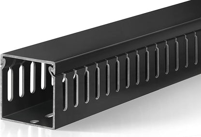 ZhiYo 2x2in Cable Raceway, 6.6ft (2xL3.3ft) Server Rack Cable Management Under Desk Cord Organizer, Electrical Safe PVC Cable Channel Open Slot Wire Raceway for Network/PC/TVs, Wire Duct Black