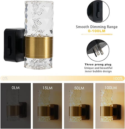 HSPRODGD Night Lights Plug into Wall, 2 Pack 3000K Dimmable LED Night Light with Auto Light Sensor, Night Light Plug in with Adjustable Brightness, for Bathroom Bedroom Kitchen Hallway Decor