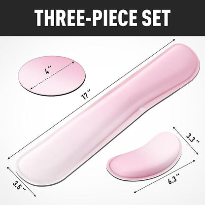 Gimars Upgrade Enlarge Silky Gel Memory Foam Keyboard Wrist Rest, Wrist Rest for Computer Keyboard, Ergonomic Mouse pad Rests for Typing Pain Relief, Wrist Support for Office, Gaming, Pink Gradient