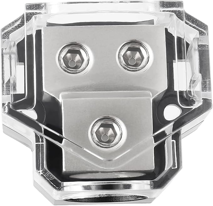 BOJACK 2 Way Power Distribution Connecting Block 1x0/2/4 Gauge Input 2x4/8 Gauge Output Power Distribution Block for Car Amplifier Audio Splitter