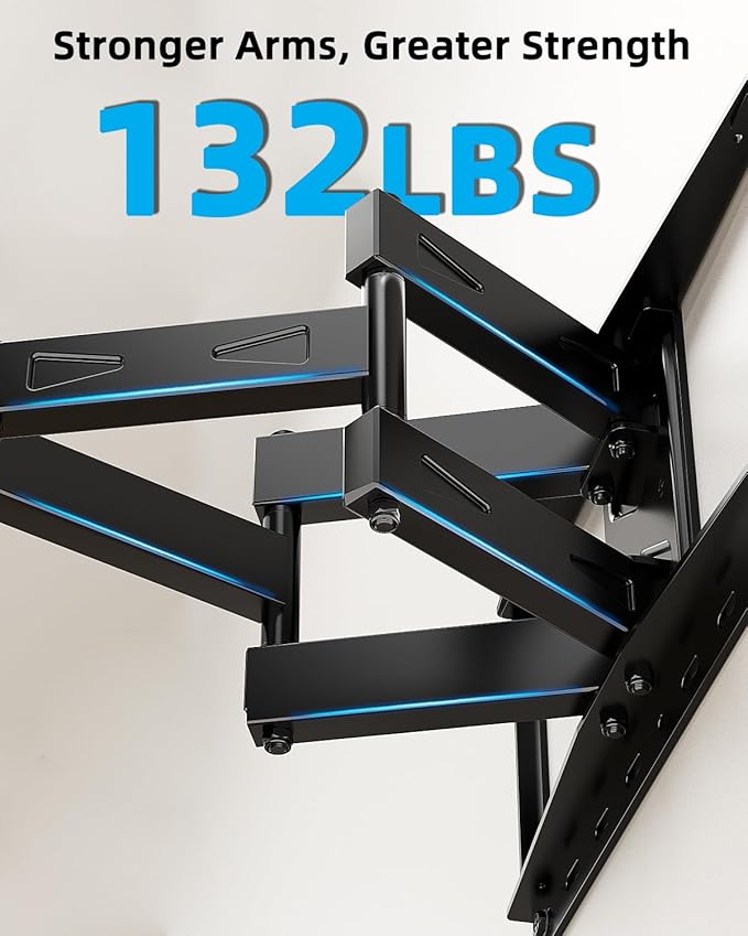 HOME VISION TV Wall Mount for 32-70 Inch TV with Soundbar Bracket, Full Motion TV Bracket with Articulating Dual Arms, Swivel and Tilt, Fits 8" 12" 16" Stud, Max VESA 400X400mm, Up to 132lbs