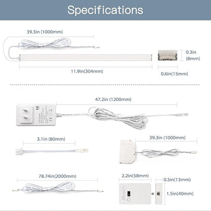 V4light Plug in Under Cabinet Lighting, 6 Pack 12 Inch Ultra-Slim LED Light Bars, Smart App/Voice/Remote Control, Works with Alexa, Dimmable & CCT Adjustable, 5W/Bar, for Kitchen, Closet, Counter