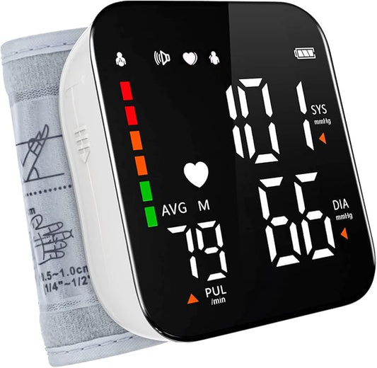 Greetmed Wrist Blood Pressure Monitor Automatic Talking Wrist Blood Pressure Cuff Digital Full Screen LED Display Bp Machine Adjustable Bp Cuff Voice Broadcast Health Care for Home Use