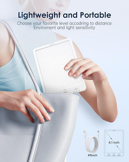 SUXIO Light Therapy Lamps Rechargeable, 10000 Lux Sunlight Lamp with Wake-Up Function, Daylight Lamp with Memory Function, Happy Lamp Use As Lift-Mood, Light Therapy Box for Home/Office