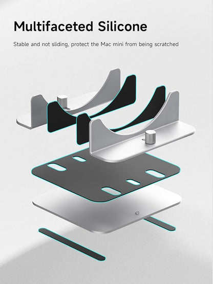 Hagibis Vertical Stand for Mac mini M4, Aluminum Alloy Laptop Stand Anti-Slip Computer Holder Desktop Stand Compatible with M4 Chip Mac mini Pro
