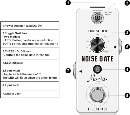 Rowin Guitar Noise Killer Noise Gate Suppressor Effect Pedal LEF-319