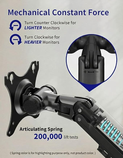 Ergounion Single Monitor Arm Desk Mount, Holds Screens up to 40 Inches and 25 lbs, Fully Adjustable Vesa Monitor Mount with C-Clamp and Grommet Base, Aluminum, Black