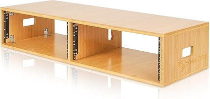 Sound Town DIY 2 x 4U Studio Rack, Solid Carbonized Bamboo, for Recording Room, Home Studio (STBR-D4)