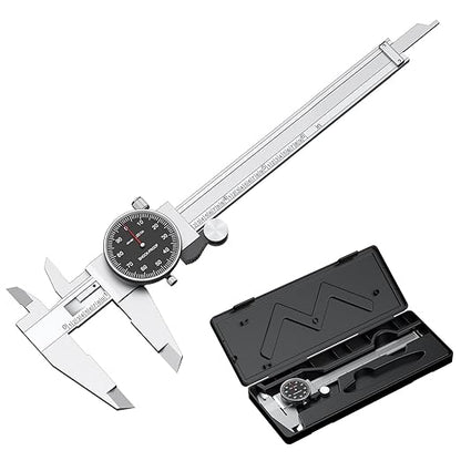 HDLNKAK Dial Caliper Shockproof Dial Caliper Precision Caliper with Black Watch 0-6" Range, 0.001” Resolution 6 Inch with 0.001" Precision Calipers 4-Way Measurement with Plastic Case.