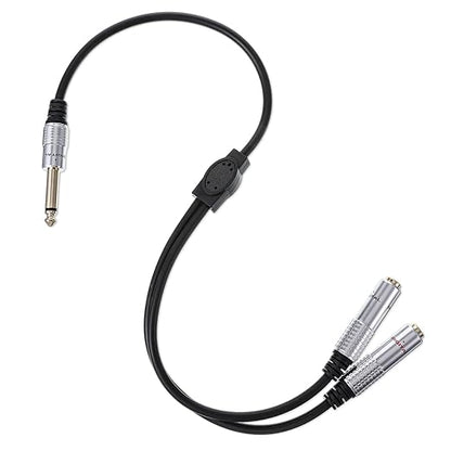 6.35mm TS Guitar Signal Audio Y Splitter Cable, 1/4 Inch Mono Male to Dual Mono Female Jack Adapter with Gold Plated Connectors, Audio Y-Adapter for Microphone Speaker HiFi System Guitar(50cm/1.6ft）