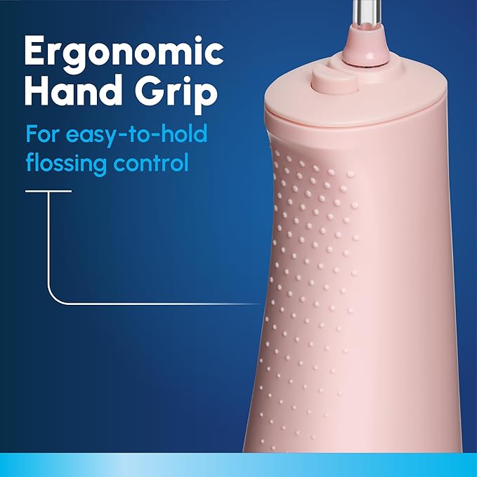 Waterpik Cordless Pulse Rechargeable Portable Water Flosser for Teeth, Gums, Braces Care and Travel with 2 Flossing Tips, Waterproof for Shower Use, ADA Accepted, WF-20 Pink, Packaging May Vary