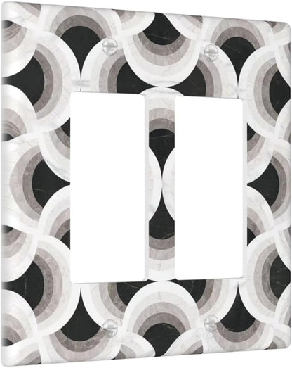 Bvtewkhz Black/White Art Marble 2 Gang Double Rocker Decorative Light Switch Covers Electrical Faceplate Switch Plates for Bathroom Kitchen Home