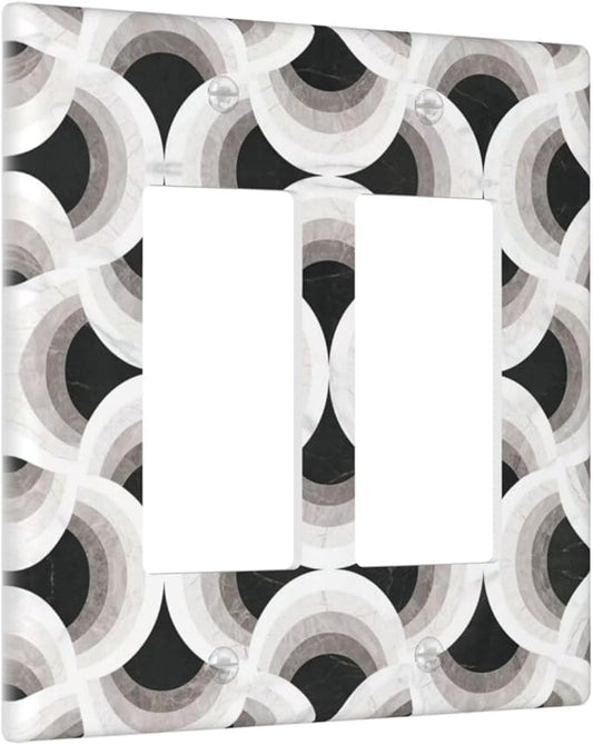 Bvtewkhz Black/White Art Marble 2 Gang Double Rocker Decorative Light Switch Covers Electrical Faceplate Switch Plates for Bathroom Kitchen Home