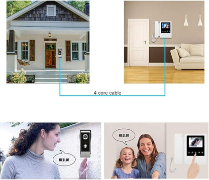 AMOCAM Video Door Phone System, 4.3 Inches Touch Monitor Wired Video Intercom Doorbell Kits, IR Night Vision Camera Door Intercom, Doorphone Telephone Style Indoor Outdoor for Home Villa