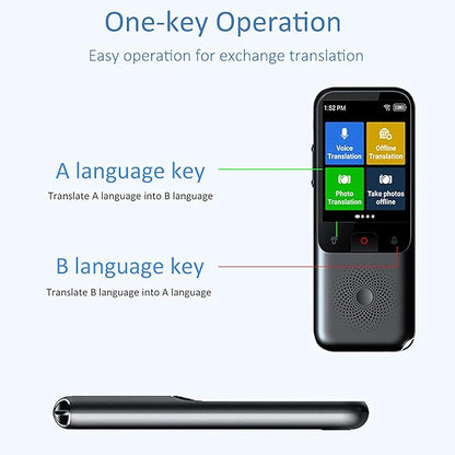 Portable Language Translator Device, 138 Languages Online, 17 Languages Offline, Voice Video Recording, Unit Conversion - Multilingual Communication, Photo Translation, Ideal for
