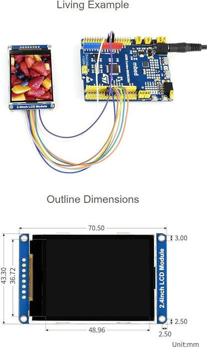 waveshare 2.4inch LCD Display Module with 65K RGB Colors 240×320 Resolution SPI Interface