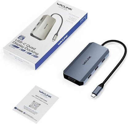 USB C Docking Station Dual DP Monitor, Displayport Docking Station with Dual DP, HDMI, VGA, USB2.0 Ports for Lenovo HP Dell, Windows System Computer (Gray)