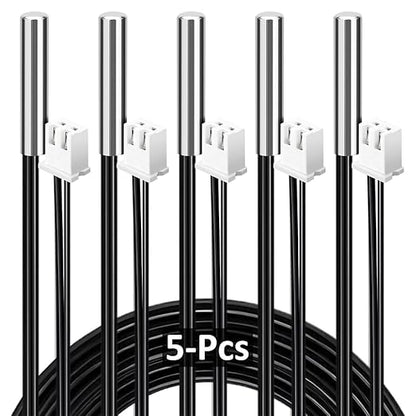 AOHIEDI 5PCS High Accuracy Temperature Sensor Probe, Premium B3950 Ntc 10k Thermistor Sensor, Waterproof Design, Durable, Easy to Install, Suitable for Water Dispenser/DIY/HVAC, Ideal for The Masses