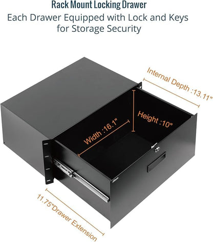 Tecmojo 6U Rack Drawer,Rack Mount Drawer for 19in Network Equipment/Server/AV Rack or Cabinet Enclosure,Sliding and Lockable Server Rack Drawer - Load-Bearing 44lb (20kg),with Cable Management Holes