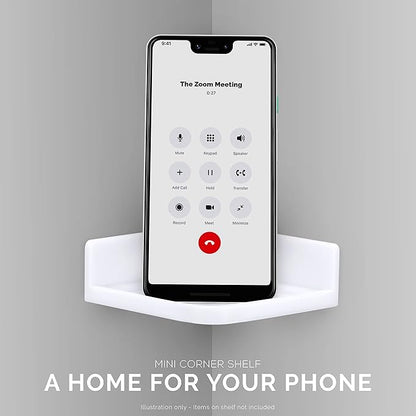 Mini Corner Shelf Mount for Security Cameras, Baby Monitors, Speakers, Plants & More, Universal Holder, Strong Adheasive, Easy to Install, No Mess, Screwless by Brainwavz (White)