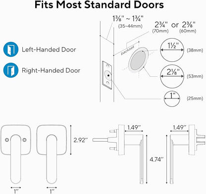 ULTRALOQ Passage Lever Door Handle, Reversible Handle No Lock for Interior or Exterior Door, Closet, Hallway, Adjustable Latch Backset, IP65 Waterproof, Satin Nickel, Zinc Alloy