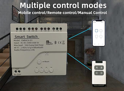 Newgoal 4 Channel Smart WiFi Relay Switching Module USB 5V/AC85V-250V, Supports Bluetooth Control, eWeLink App Remote Control, for Alexa Google Home