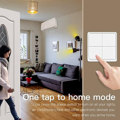 ZigBee Wireless Remote Control Smart Switch Wall Panel Transmitter,Requires MoesGo zigbee Hub,Smart Life/Tuya APP Remote Control, Wireless Button for Smart Home Devices and Scenes White