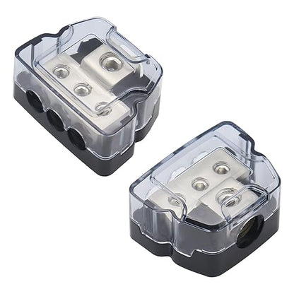 3Way Power Distribution Block 0 GA/ 4 GA in 4 Gauge/8 Gauge Wire Out Ground Blocks 2PCS