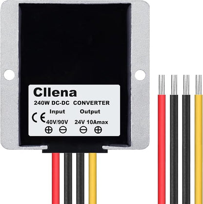Cllena DC 40V-90V to 24V Converter Voltage Regulator Reducer 48V 60V 72V Step Down to 24V 10A 240W Converter Waterproof Buck Transformer Power Supply for Golf Cart Club Car LED Light