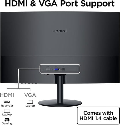 KOORUI 27 Inch Curved Monitor FHD 1080P 144Hz Gaming Office Computer Monitors, 1500R PC Screen with HDMI VGA, Eye Care TÜV Rheinland Certified, Tilt Adjustable, Black.