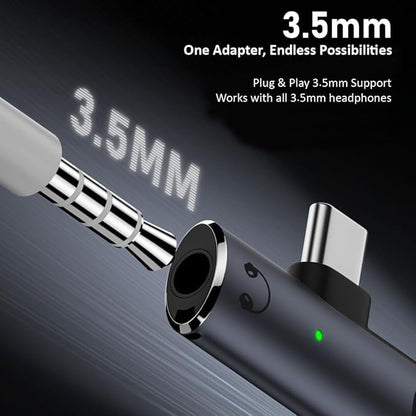 Mizi 2025 Upgraded USB-C to 3.5mm Headphone & Charger Adapter – 2-in-1 Type-C Audio Dongle with Hi-Res DAC & Fast Charging – Compatible with iPhone 16/15, Galaxy S25/S24, Pixel, iPad - Grey