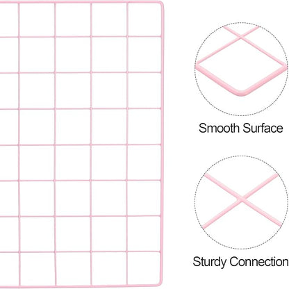 PATIKIL 16"x16" Wire Grid Panel, 2 Pack Board Photo Pictures Memo Display Grid Panels Hanging Organizer Wall Decorative Panel for Home Office Wedding, Pink