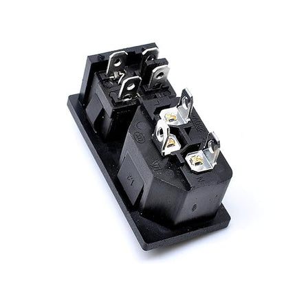 Ganasome 2 Pcs IEC320 C14 Inlet Module Male Power Socket - AC 250V 10A, 4 Terminals, DPST Rocker Switch with Red Indicator Light for Lab, Fitness & Industrial Automation Equipment