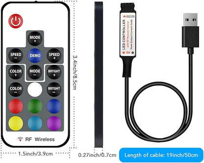 DAYBETTER RF Wireless Remote LED Controller, DC 5V to 24V for LED Strip Lights, 17 Keys Wireless Remote Control Dimmer Controller, Mini 4-Pin RF LED Controller