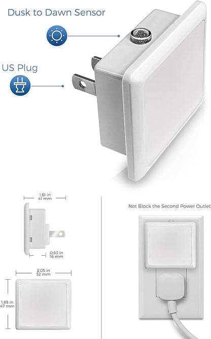 L LOHAS LED Night Lights Plug into Wall, [6-Pack] Plug in Night Light, Dusk-to-Dawn Sensor, 5000K Daylight 0.3W Bright Nightlight Auto-On/Off for Adults Kids Room Bedroom Bathroom Hallway Kitchen