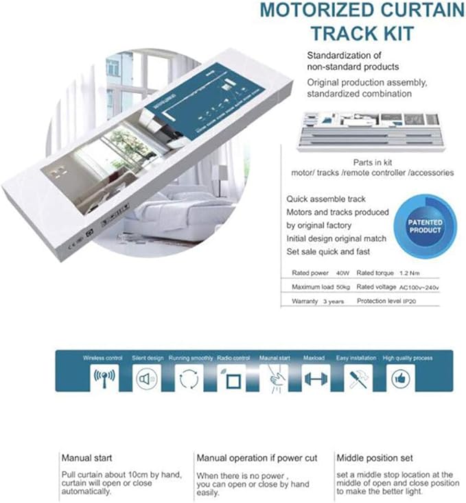 OlideSmart DIY WiFi Smart Automatic Curtain Motor Track System, Automatic Curtain Motor, Blinds Tracks, Length can be Customized (White, 7.2m)
