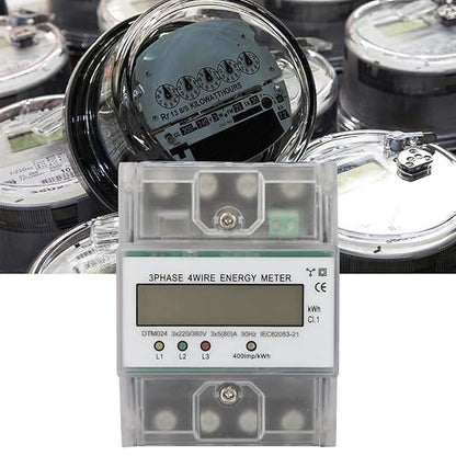 Electric Power Meter, Phase 4 Wire KWh Meter with LCD Display 5-80A Energy Consumption Digital Electric Power Meter Three Phase 4P LCD Power Meter, 220/380V