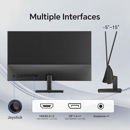 KTC 27 Inch QHD Computer Monitor 100Hz, Up to 120Hz, IPS Panel, 2K 1440P PC Gaming Monitor for Home Office, Adaptive-Sync Support, HDR10, Tilt Adjustable, H27D9