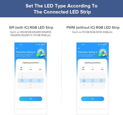 BTF-LIGHTING SP530E WiFi Alexa Bluetooth Controllers 4 Zones 2.4GHz RF RB3 Remote Kit Support FCOB COB SMD PWM or SPI RGB RGBW LED Strip WS2811 WS2812B WS2814 WS2815 SK6812 IC etc DC5V DC12V DC24V
