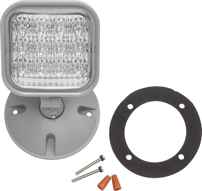 Lithonia Lighting Weatherproof LED Emergency Light Remote Head, One Single Head Emergency Light for Business, Indoor and Outdoor Use, Square, Gray (ERE GY SGL WP SQ M12)