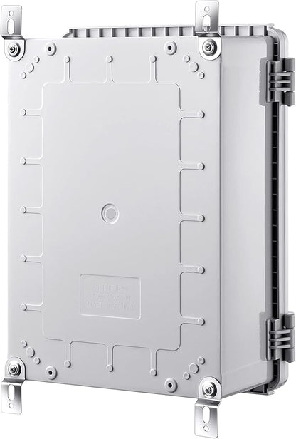 Gratury Junction Box, IP67 Waterproof Plastic Enclosure for Electrical Project, Hinged Grey Cover, Includes Mounting Plate and Wall Bracket (Grey Cover, 14.6"×10.6"×5.9")