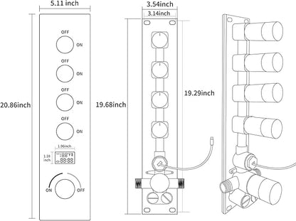 KATAIS Tempreature Display Shower System Brushed Nickel Shower Faucet Set with 12 inch and 8 inch Shower Head, with 6 PCS Body Jet, Handheld Spray