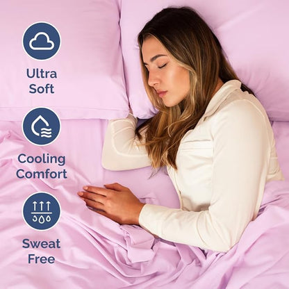 RV Short Queen Sheet Set 60 X 75 - 4 Piece RV Short Queen Bed Sheets - Soft, Breathable & Cooling - Designed for Bunks, Trailers & Campers - Fits 8” to 12" Mattress - Hotel Luxury Bedding - Light Pink