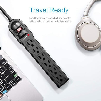 KMC 6-Outlet Surge Protector Power Strip 6 Pack
