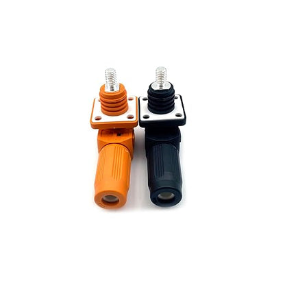 450A Battery Energy Storage Connector, 185mm² High Current Connectors IP67 Waterproof Stud Wiring Power Adapter Quick Plug Terminal Right Angle Plug and Socket (1500V Black+Orange)