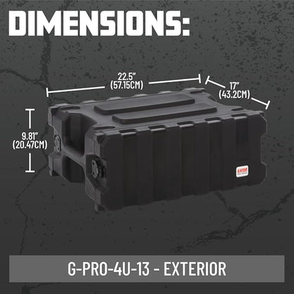 Gator Cases Pro Series 4U Rack Case with Shallow 13" Depth, Roto Molded Made in USA (G-PRO-4U-13)