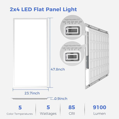 Aphyni 30 Pack 2x4 LED Flat Panel Light, Bright 9100LM Flush Mount Office Kitchen Ceiling Light Fixtures,Dimmable,Selectable 5 CCT 3000K/4000K/5000K/5700K/6500K, 5 Wattages 30W/40W/50W/60W/70W