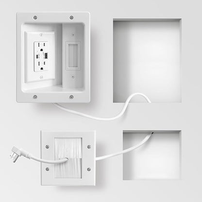 GEVINFA in-Wall TV Cable Management Kit with Power, Dual Outlets, USB-A & USB-C Ports, 9ft/109in Cord, Includes Wall Cutting Tools, Hide TV Wires for Clean Home Theater Setup